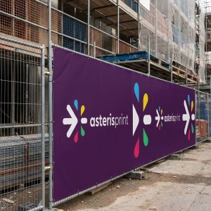 Palissade chantier publicitaire avec logo Asteris Print Maroc