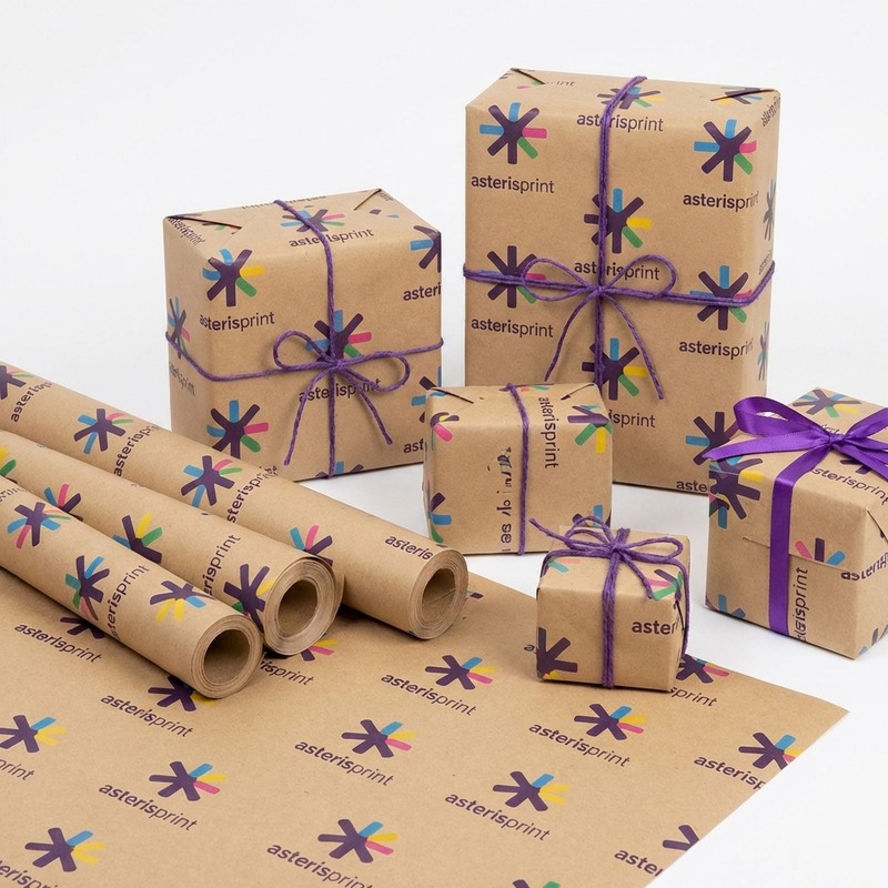 Papier cadeau personnalisé avec logo Asteris Print emballage Maroc