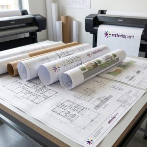 Plan architecture impression grand format avec logo Asteris Print Maroc