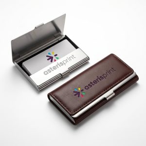 Porte carte visite personnalisé avec logo Asteris Print Maroc