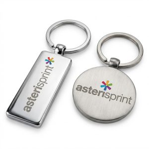 Porte-clés personnalisés avec logo Asteris Print gravure Maroc