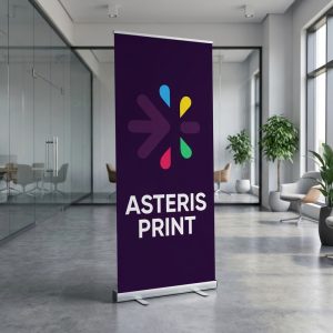 Roll up personnalisé publicitaire avec logo Asteris Print Maroc